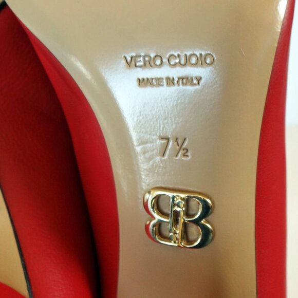 NEW!! BEAUTIISOLES Jennifer Red Italian Leather Pointed Toe Pump Size 7 1/2 - Picture 9 of 10